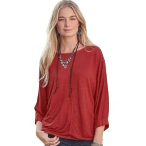 Sundance  Ariane 100% Linen Long Line Dolman Sleeve Tunic Top Size Medium